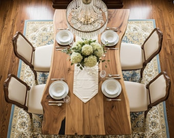 Live Edge Walnut Dining Table Modern Farmhouse Dining Room Furniture Kitchen Table Conferance Table