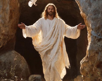 Cuadro de la Resurrección de Jesús, Arte Cristiano Clásico, Póster «¡Ha Resucitado!» (Descarga digital)