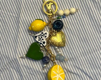 Handmade Clay Charm Keychain | Charm Keychain | Clay Charm Pendants | Bag Charm | Hand-made Clay Charms | Lemon Charm