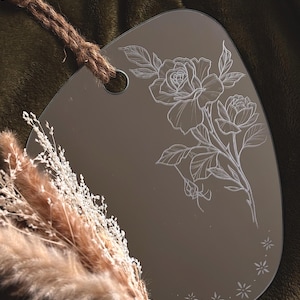 Tattoo-Inspired Engraved Mirror - Handmade Unique Wall Art