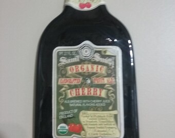 Kitchen decor  Organic Cherry Fruit Ale Bottle that has been Melted