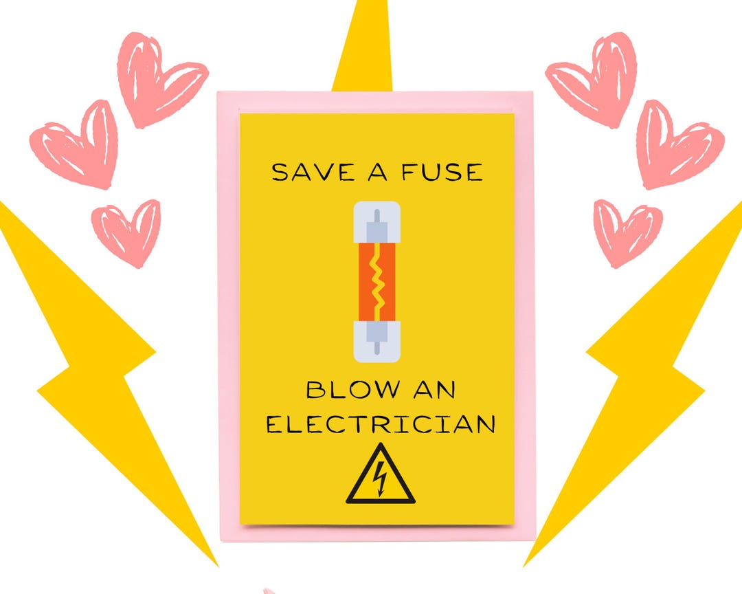 Editable Electrician Fuse Valentines Day Digital Card - Etsy
