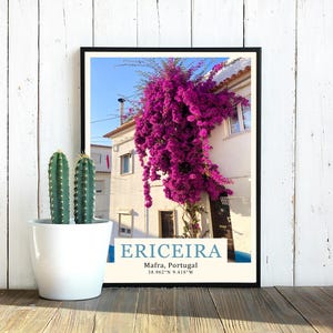 Real Image, Ericeira Surf Town, Colourful Flower Wall Art, Sunset, Portuguese Poster, Lisbon Portugal, Traditional Portuguese Village