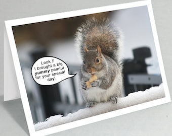 Funny squirrel greeting card - birthday card - Dad birthday card Fathers Day (Blank inside) - Buy any 2+ cards & save on shipping