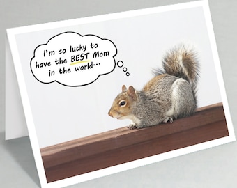 Mother's Day card Mom birthday card the BEST Mom in the world - Squirrel cards - (Blank inside) - Buy any 2+ cards & save on shipping
