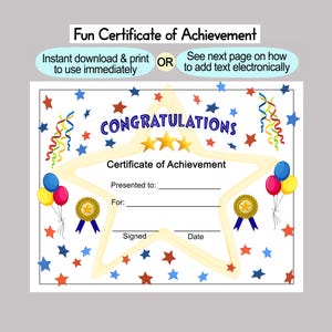 Spaß Certifikat Kinder Auszeichnung für Projekt Abschluss Abschluss HeimSchule Ziel erreicht (Handschrift leere Felder oder Gebrauch Acrobat)