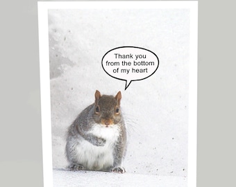 Thank you card / Thank you from the bottom of my heart - Squirrel greeting card (Blank inside) - Buy any 2+ cards & save on shipping