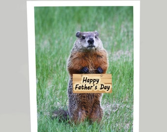 Father's Day card Happy Father's Day - Funny groundhog card - Funny animal card (Blank inside) - Buy any 2+ cards & save on shipping