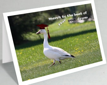 Graduation card - March to the beat of your own drum duck - Class of 2024 funny card (Blank inside) - Buy any 2+ cards & save on shipping