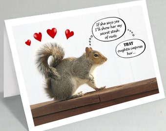 Funny squirrel greeting card funny cards Valentine's Day card Will you marry me (Blank inside) - Buy any 2+ cards & save on shipping