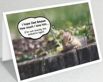 Funny Father's Day card - Chipmunk card - Dad birthday card - Cute animal card (Blank inside) - Buy any 2+ cards & save on shipping