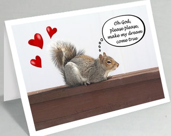 Valentine's Day card Make my dream come true funny squirrel card Funny Valentine card Cute animal card - Buy any 2+ cards & save on shipping