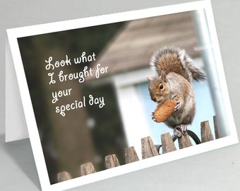 Happy Birthday card Father's Day Mother's Day card - Squirrel with cookie card (Blank inside) - Buy any 2+ cards & save on shipping