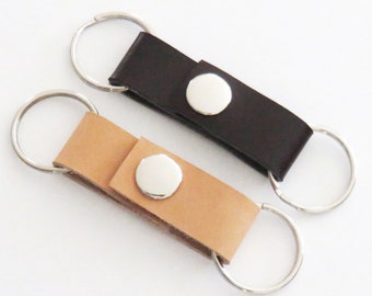 Leather valet keychain key ring key fob - Father's Day gift - Gift for Dad birthday gift - Stocking stuffer (Brown or neutral leather)