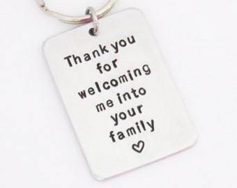 Father-in-law gift Mother-in-law gift - Thank you for welcoming me into your family keychain keyring - Gift for in-laws