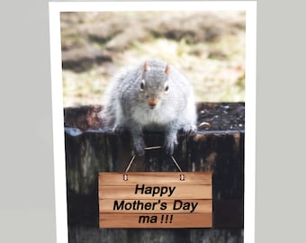 Squirrel Mothers Day card - Funny Mother's Day card - Happy Mother's Day greeting card (Blank inside) - Buy any 2+ cards & save on shipping