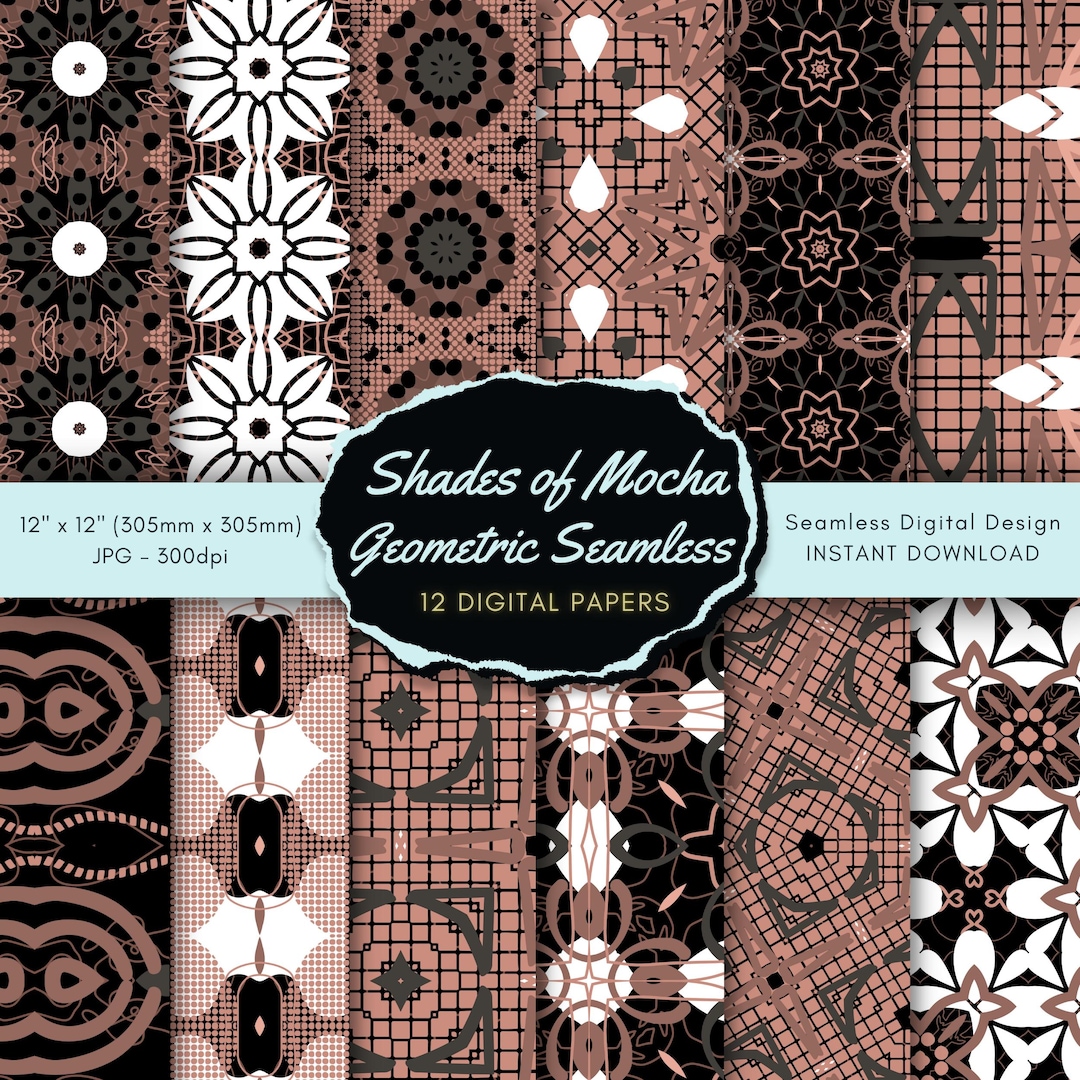 Pattern Mocha Mocha Geometric Digital Paper Pack | Seamless Patterns (instant ...