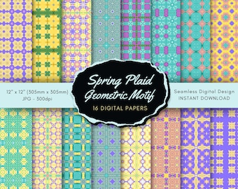 Spring Plaid Digital Paper | Pastel Tartan Seamless Patterns (Digital Download)