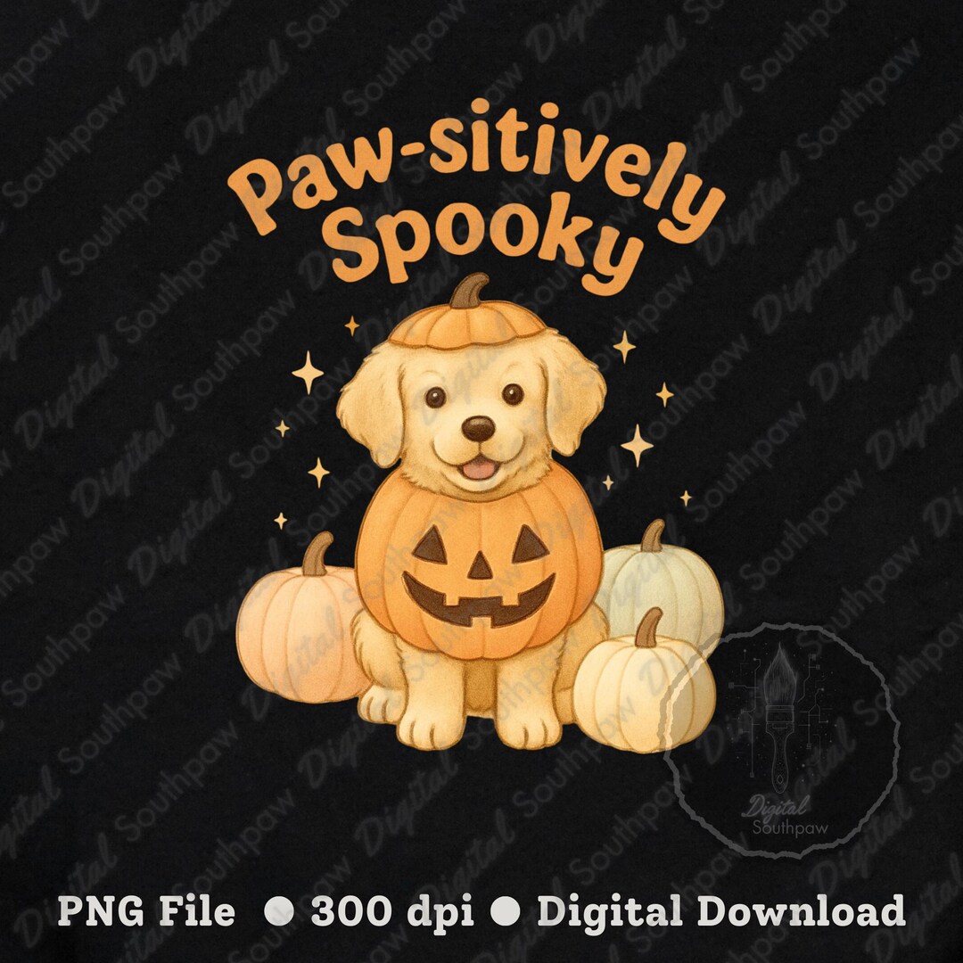 Halloween Puppy PNG | Golden Retriever Jack-o'-lantern (digital ...