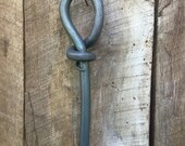Hand forged fire poker, wrapped handle design, 36 quot long