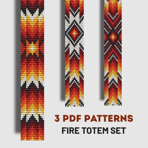 Fire Bead Loom Bracelet Pattern Set: 3 PDF Designs, Miyuki Delica