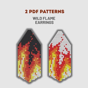 Flame Beaded Earrings Pattern, Brick Stitch PDF