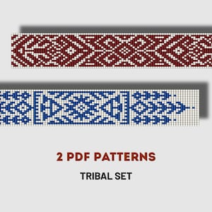 Tribal Bracelet Pattern Set, Loom Bead Design PDF, Ethnic Geometric Jewelry, Miyuki Delica