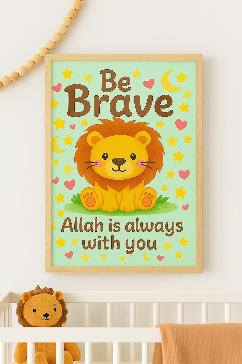 Be Brave Islamic Lion Poster for Kids – Allah is Always With You ...
