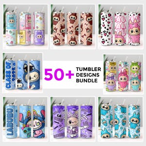 50+ Labubv Monster Doll 20oz Tumbler Wrap Png Bundle, Cute Doll Png, Straight And Tapered Tumbler Wrap Png, Cartoon Character Png Wrap Gift