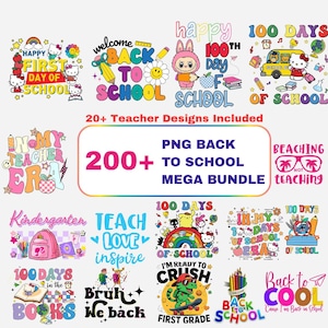 200+ Back to School PNG Bundle – Cute Classroom Sublimation, Coquette Bow, Preppy School Graphics for Teachers & Students