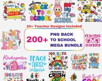 200+ Back to School PNG Bundle – Cute Classroom Sublimation, Coquette Bow, Preppy School Graphics for Teachers & Students