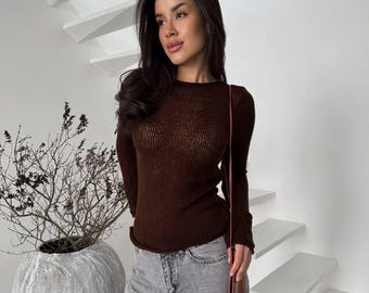 Spiderweb Knit Blouse: Lightweight Acrylic Blend - Universal Fit