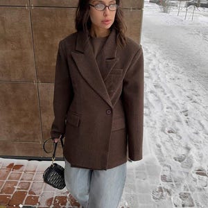 Women&#39;s Cashmere Jacket | Elegant and Stylish Blazer in Chocolate Shade| Perfect Choice for Office,Business Meetings,Walks and Holiday Looks