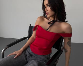 Lace-Up Back Corset Top: Lux Fabric, Chic Party Outfit