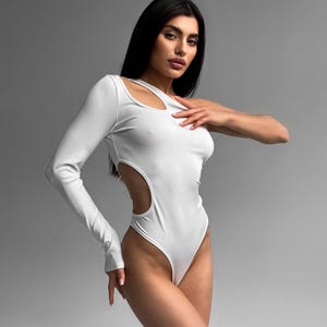 Cutout Bodysuit: Long Sleeve, Slim Fit, Micro-Diving Fabric