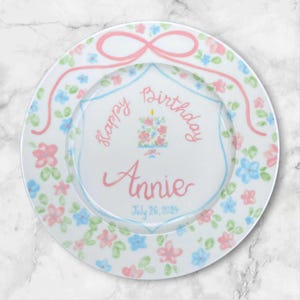 Personalized Floral Birthday Plate for Girls with Name – Hand Painted Ceramic Keepsake – Custom Gift for  Toddler or Child Birthday | P012