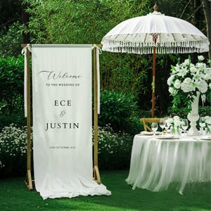 Custom Linen Wedding Sign, Fabric Wedding Sign, Custom Welcome Sign, Linen Wedding Banner, Wedding Decoration, Engagement Party Sign
