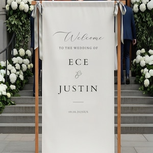 Custom Linen Sign Printing, Fabric Wedding Sign Minimal, Custom Welcome Sign, Linen Wedding Banner, Wedding Decoration,Engagement Party Sign