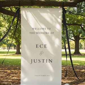 Custom Linen Sign Printing, Fabric Wedding Sign Minimal, Custom Welcome Sign, Linen Wedding Banner, Wedding Decoration,Engagement Party Sign