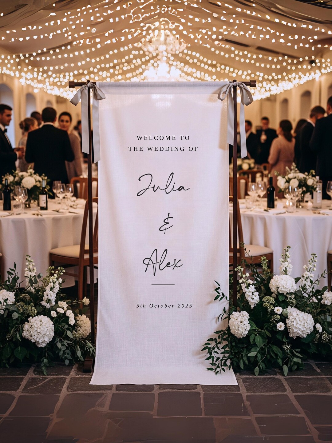 Custom Linen Wedding Welcome Sign • Modern Personalized Banner - Etsy