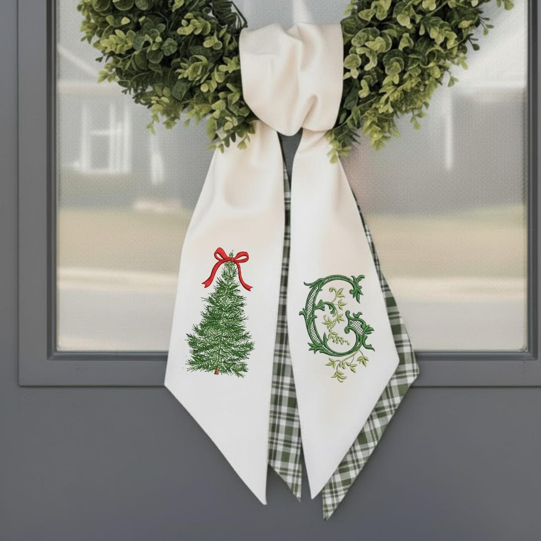 Monogramed Tree Personalized Christmas Tree Wreathsash, Custom Monogram Wreathsash ...