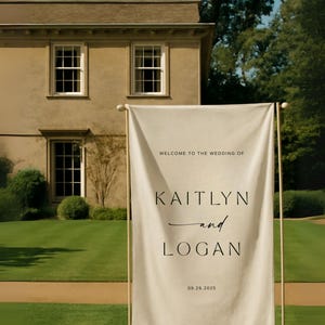 Fabric Wedding Welcome Sign, Custom Linen Wedding Welcome Sign, Personalized Outdoor Wedding Banner, Engagement Party Sign, Wedding Sign