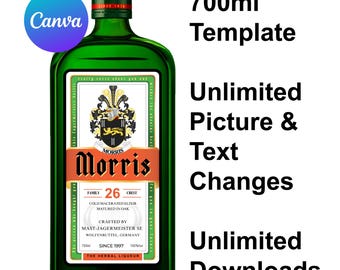 Jagermeister Customized Download 700ml, Printable Jager Label Editable Canva Template, Personalize Liquor Ideas, Birthday Anniversary Gift