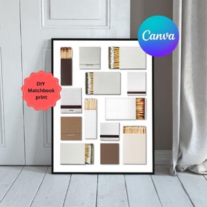 Matchbook-canvasjabloon, blanco sjabloon DIY-matchbook, digitale download matchbox, aangepaste matchbook-poster, afdrukbare matchbox, neutrale kleuren
