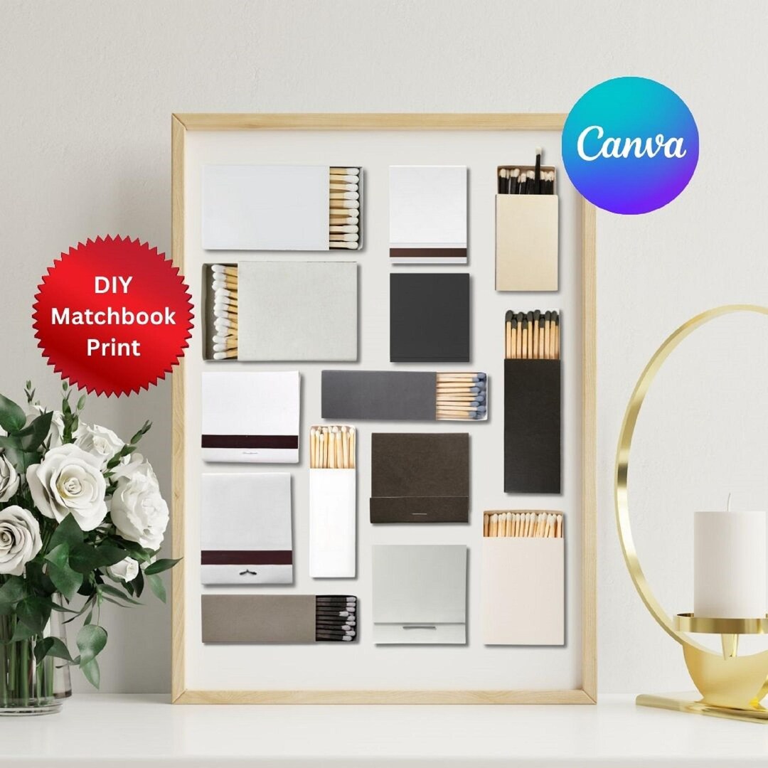 Matchbook Poster Canva Template, DIY Matchbook Blank Template, Matchbox ...