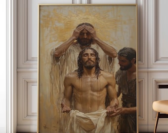 Jesus Baptism Painting: Christian Wall Art (Digital Download)