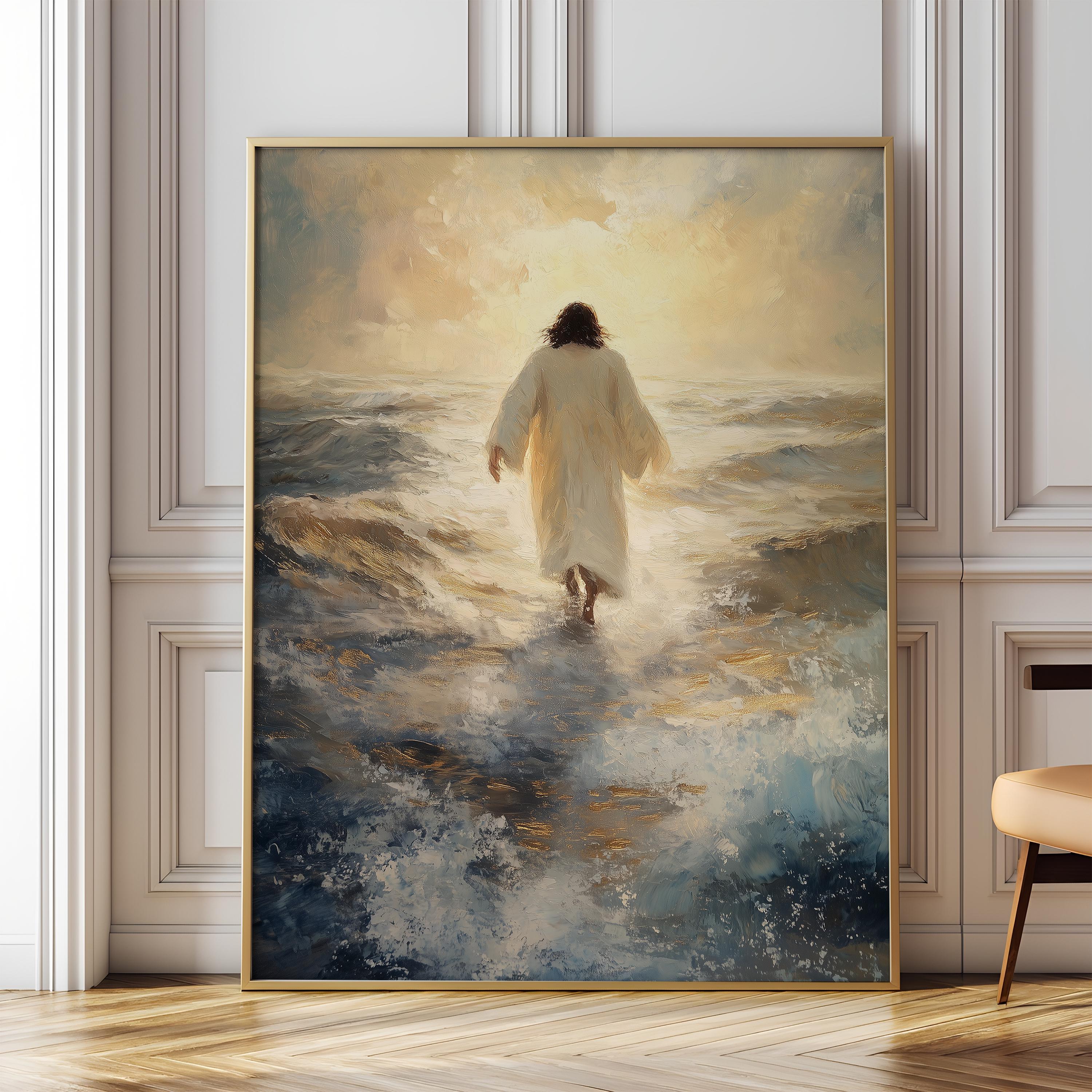 Jesus Walks on Water Print: Christian Gold Art (digital Download) - Etsy