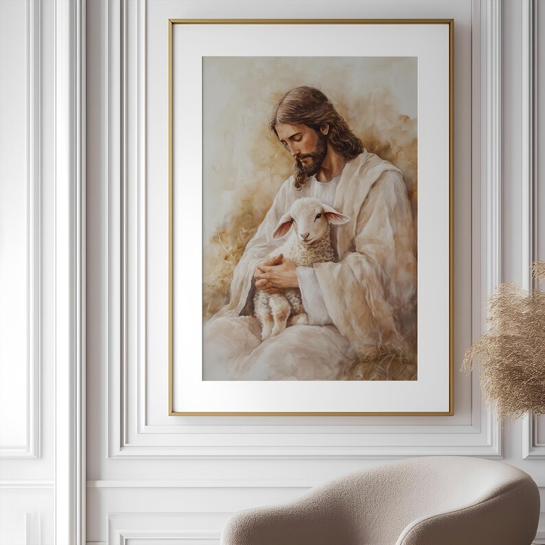 Jesus and the Lamb Art: Minimalist Christian Print (digital Download ...