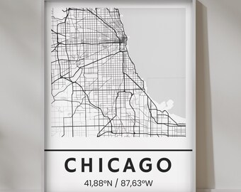 Poster Plan de la ville de Chicago