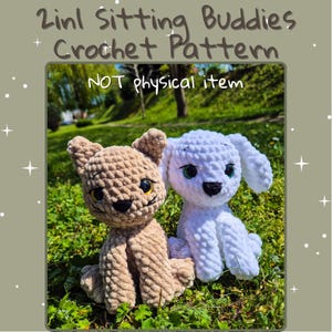2in1 Sitzende Freunde Häkelanleitung| Hunde Häkelmuster, Amigurumi Katze, Kitty Häkelmuster, Hund Amigurumi häkeln, Muster für Hunde und Katzen